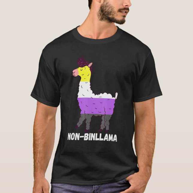 Camiseta LGBTQ Orgulho Não Binário Lama Sinalizador Não Bin (Frente)