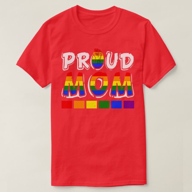 Camiseta LGBTQ Orgulhosa Mãe LGBT Lésbica Gay LGBT Punho Ar (Frente do Design)