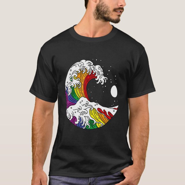 Camiseta LGBTQ+ Pride Rainbow Flag Queer Gay Japanese Great (Frente)