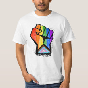CAMISETA LGBTQ PROGRESSO ORGULHA FIST