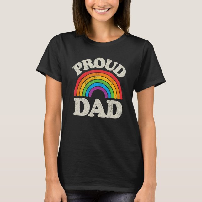 Camiseta LGBTQ Proud Dad Gay Pride LGBT Ally Rainbow Father (Frente)