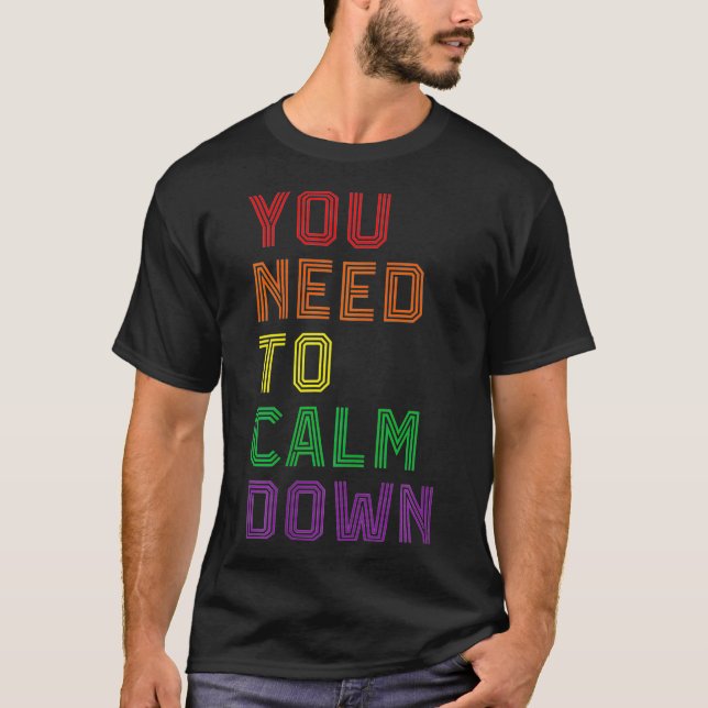 Camiseta LGBTQ Rainbow Equality You Need To Calm Down Gay P (Frente)