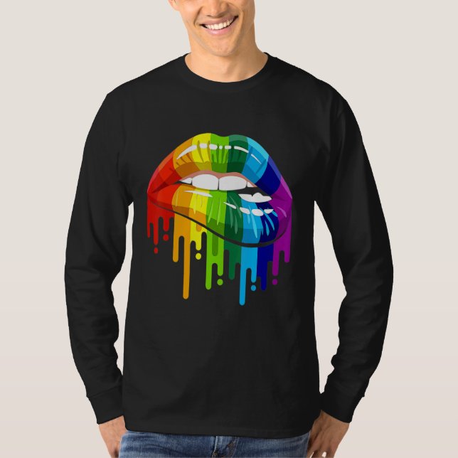 Camiseta LGBTQ Rainbow Lip Gay Pride 3 (Frente)