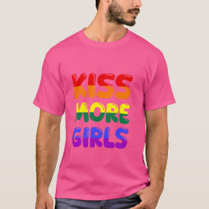 Camiseta LGBTQ Rainbow Pride Beija Mais Raparigas Lésbicas