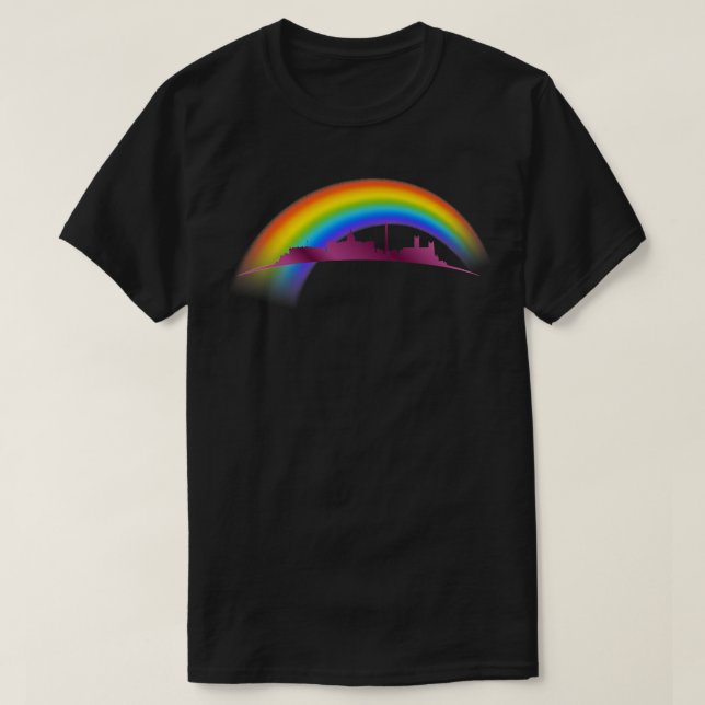 Camiseta LGBTQ Rainbow Pride Washington DC Skyline Premium (Frente do Design)