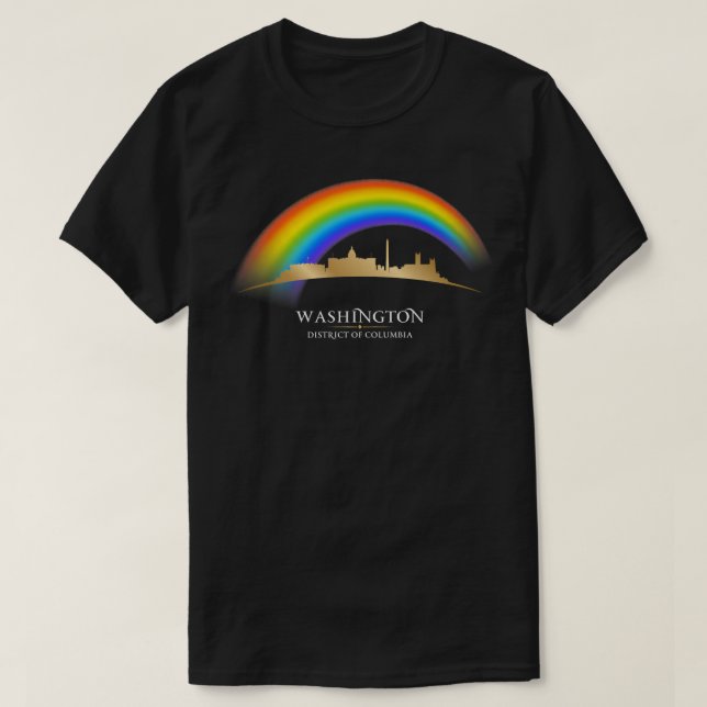 Camiseta LGBTQ Rainbow Pride Washington DC Skyline Premium (Frente do Design)