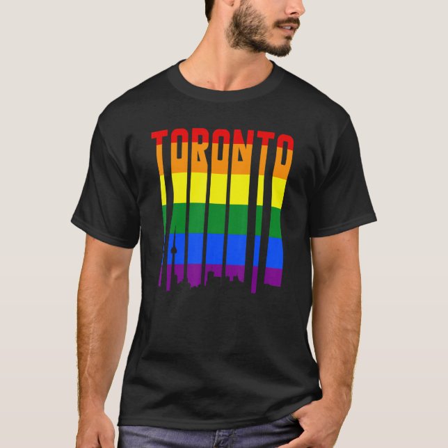 Camiseta LGBTQ Retro Toronto Canada Pride Skyline (Frente)