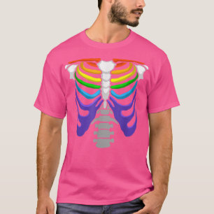 Camiseta LGBTQ Rib Cage Rainbow Flag Pride Mês LGBT Humano
