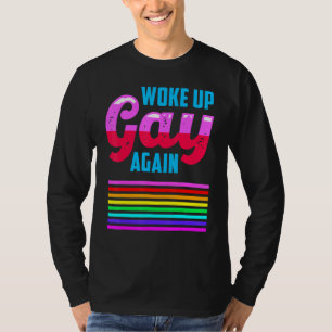Camiseta Lgbtqia Acordou Gay De Novo Orgulho Sinalizador Ar