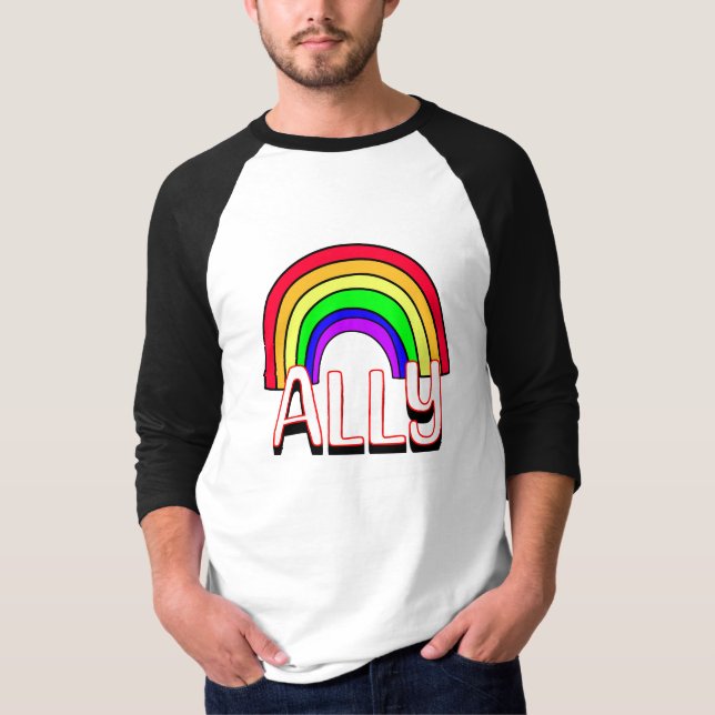 Camiseta LGBTQIA+ Ally | Cute Rainbow e Heart Pride (Frente)