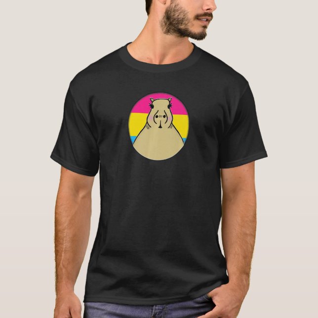 Camiseta Lgbtqia+ Capybara Em Circl Arco-Íris Do Orgulho Pa (Frente)