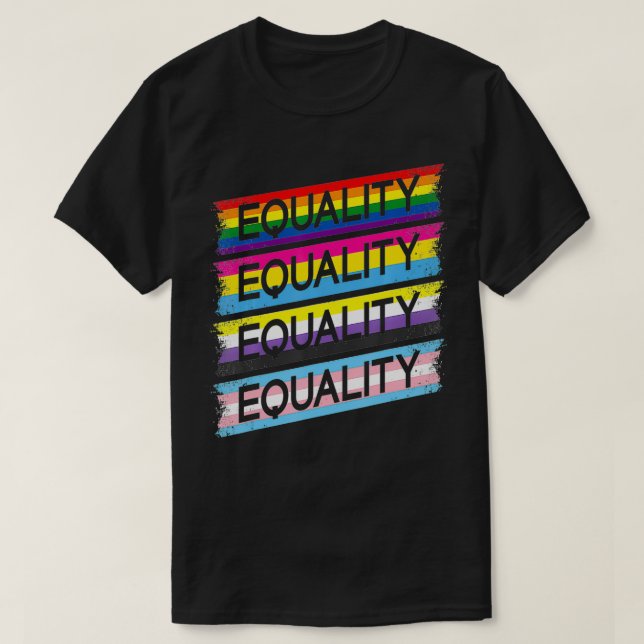 Camiseta LGBTQIA Equality Trans Flag Non Binary Pan Gay Pri (Frente do Design)