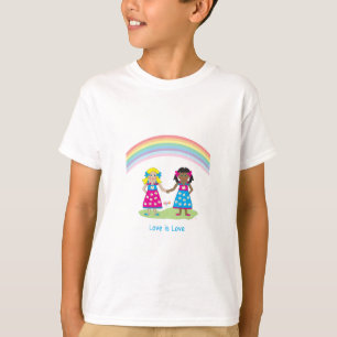 Camiseta LGBTQIA Love is LOVE Rainbow Hearde