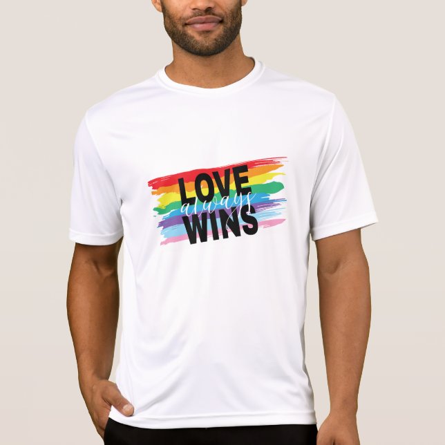 Camiseta LGBTQIA Love Sempre ganha Orgulho Arco-Íris Legal (Frente)