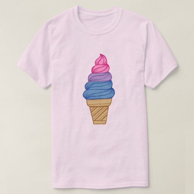 Camiseta LGBTQIA+ Orgulho Bissexual Cone de Sorvete Soft (Frente do Design)