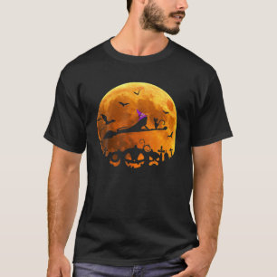 Camiseta Lguana Costume Bruxa Andando Vassoura Lua Hallowee