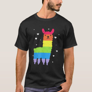 Camiseta Lhama Alpaca Arco-íris Lésbica Orgulho Gay Lgbt Re