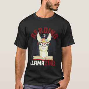 Camiseta Lhama Alpaca Bibliófilo Bibliotecário Leitura de L