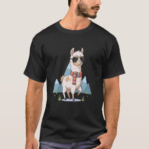 Camiseta Lhama Alpaca Engraçada com Óculos de Sol e Cacheco