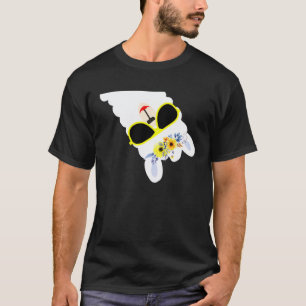 Camiseta Lhama Alpaca fofo Óculos de sol Flor Hippie