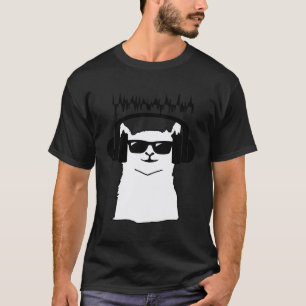 Camiseta Lhama Alpaca Fone de Ouvido e Música
