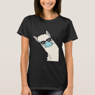 Camiseta Lhama Alpaca Lama com Máscara de Óculos de Sol