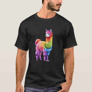 Camiseta Lhama Alpaca Orgulho Arco-Íris