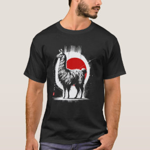 Camiseta Lhama. Animais Sumi-e Legal Pôr do Sol.