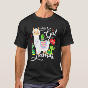 Camiseta Lhama Apenas uma Garota que Ama Lhamas Rosa