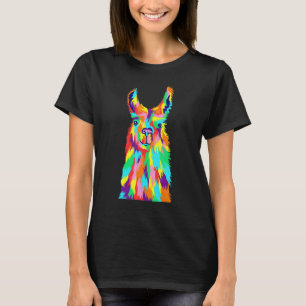 Camiseta Lhama Colorida Alpaca Estilo Artístico Pop Art Ani
