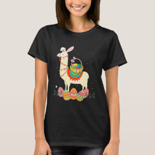 Camiseta Lhama Com Orelhas De Coelho Caça De Ovos Feliz Pás