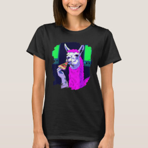Camiseta Lhama Comendo Pizza  Lhamas de Pizza Legal 1