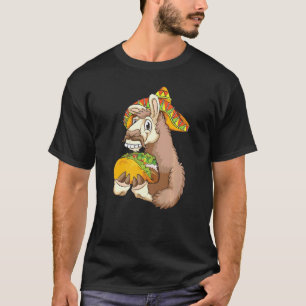 Camiseta Lhama Comendo Taco Cool Alpaca Mexicana Lhama Tac