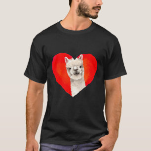Camiseta Lhama Coração de São Valentim Amantes de Animais L