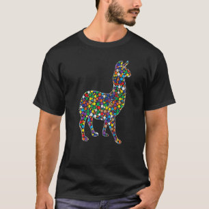 Camiseta Lhama de Bolinhas de Arco-íris Colorido Internacio