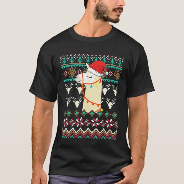Camiseta Lhama de Natal Feia (Frente)