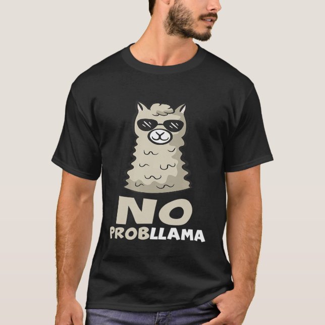 Camiseta Lhama De Óculos De Sol Sem Problema Lhama Fofa (Frente)