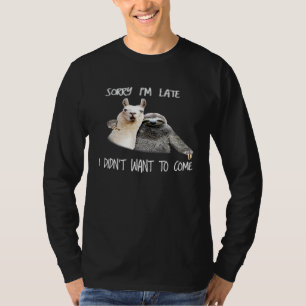 Camiseta Lhama de Preguiça DESCULPE ATRASADO NÃO QUERIA VIR
