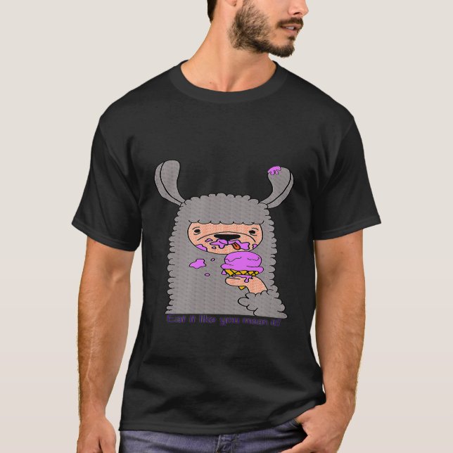 Camiseta Lhama Desarrumada Coma como se fosse de verdade (Frente)