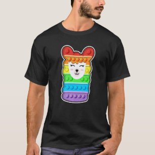 Camiseta Lhama Divertida Fofa Estourar Cores Arco-íris Pop