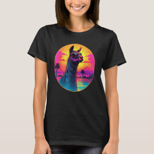 Camiseta Lhama do Pôr do Sol Retrô
