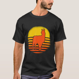 Camiseta Lhama do Pôr do Sol Retro Lhama