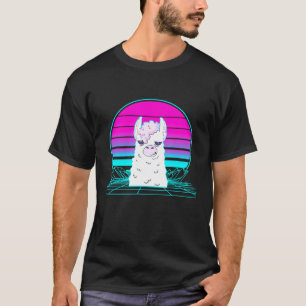 Camiseta Lhama do Pôr do Sol Vintage Retro