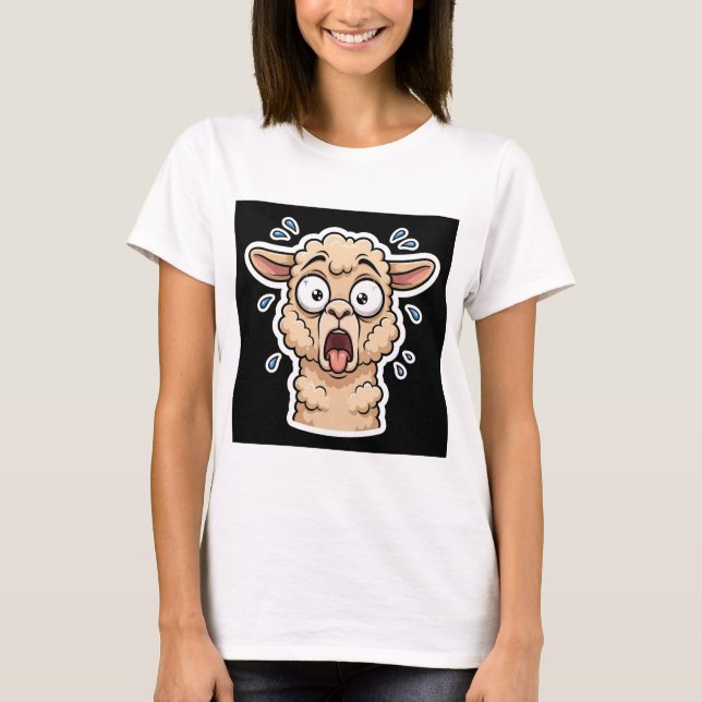 Camiseta Lhama Dramática Espantada Engraçada (Frente)