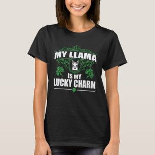 Camiseta Lhama É Meu Amuleto da Sorte St Patrick 4 Trevo