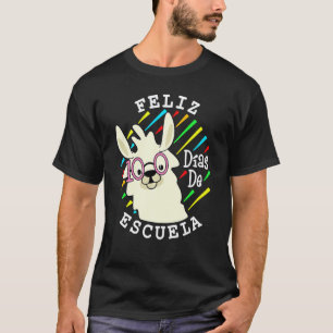 Camiseta Lhama Feliz 100 Dias De Escola 100 Dias De Escola