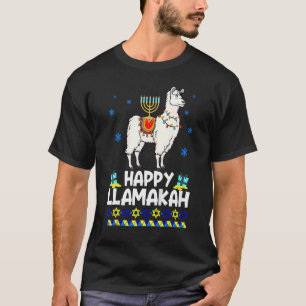 Camiseta Lhama feliz Hanukkah Feliz Llamakah Esquadrão Fofo