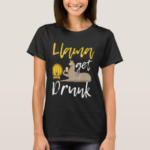 Camiseta Lhama Fica Bêbada Lama e Amante de Cerveja Animal