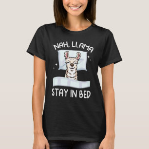 Camiseta Lhama Fica Na Cama Lhama Preguiçosa Animal Fofo