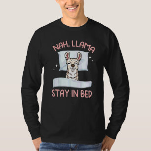 Camiseta Lhama Fica Na Cama Lhama Preguiçosa Animal Fofo